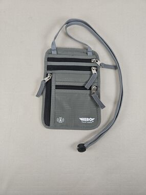 Gray RFID Neck Wallet